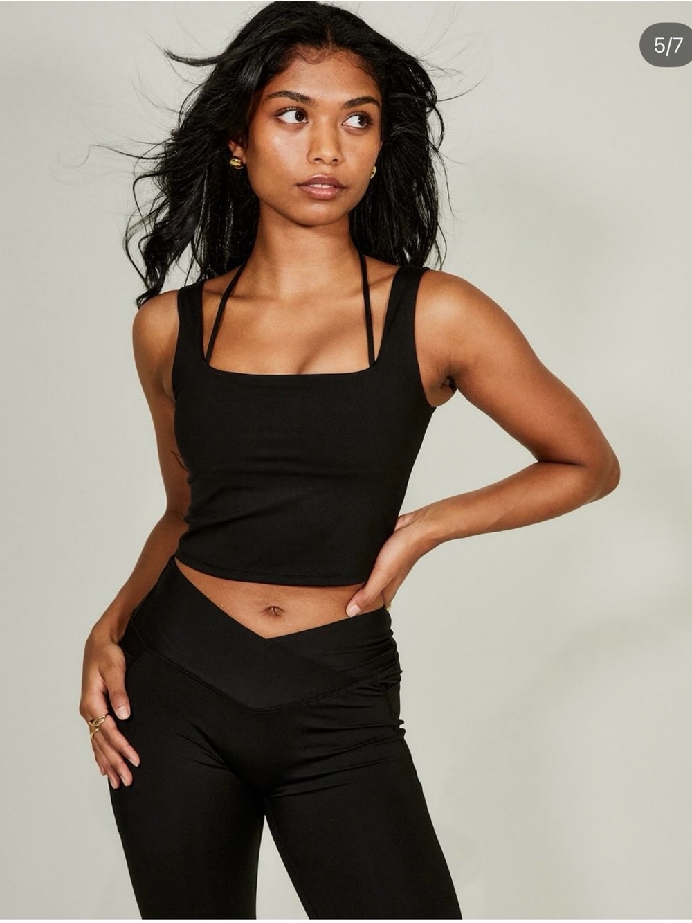 Sefi - Active Box Neck Halter Tank Jet Black